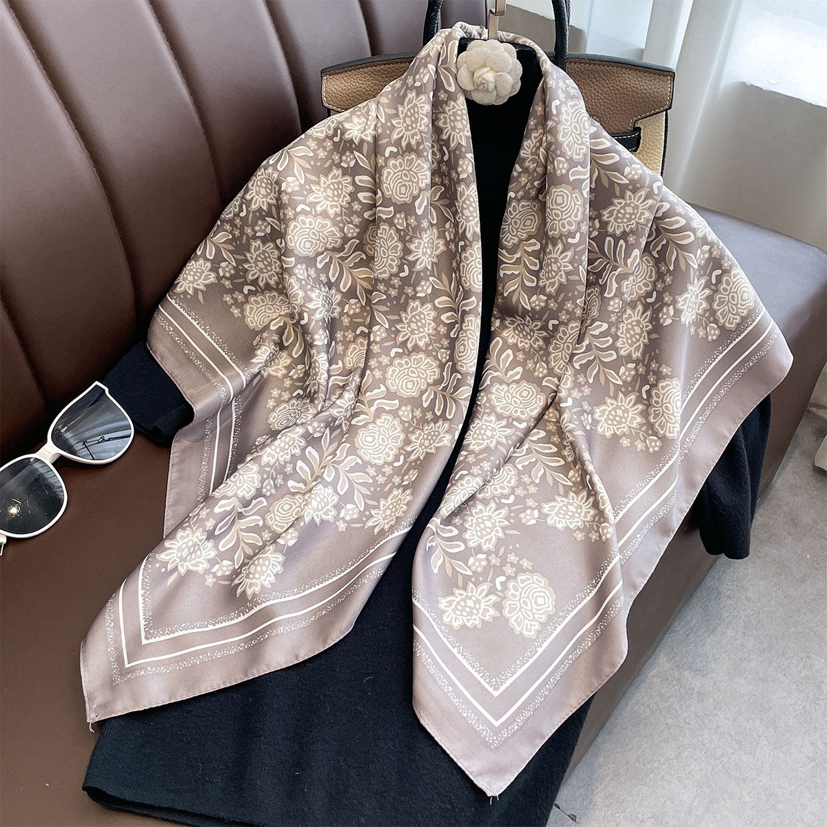 Autumn new American retro 90 printed large square scarf women's versatile atmosphere multi-functional decorative thin shawl