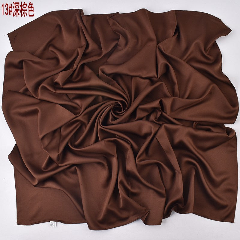 Autumn and winter new Malaysian imitation silk matte satin monochrome solid color 90 plain simple square towel batch