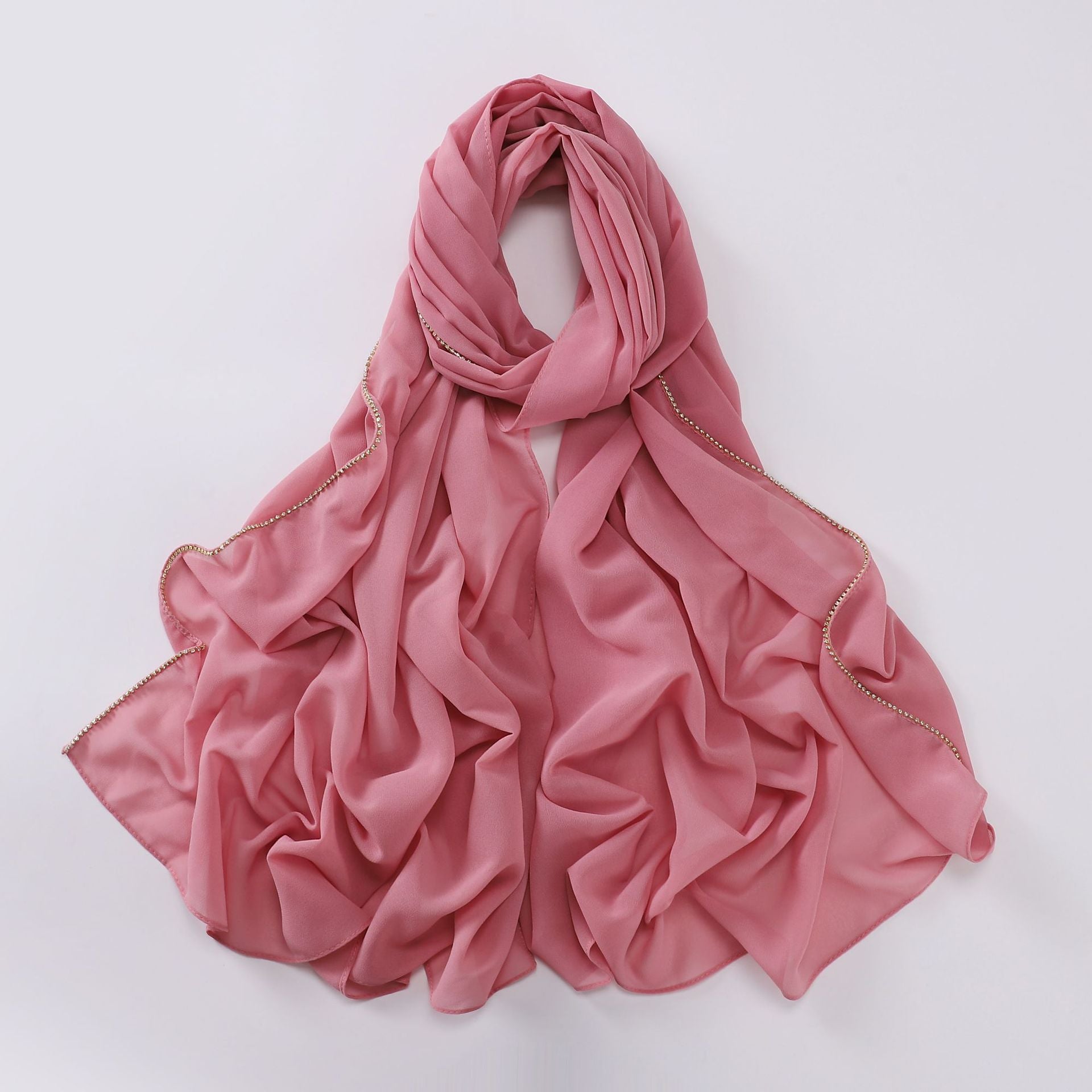 New Pearl Chiffon High Quality Diamond Claw Chain Scarf Yarn Middle East Africa Headscarf