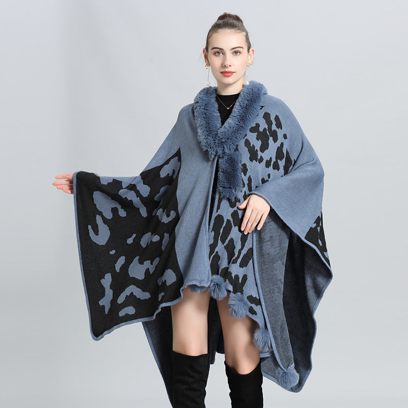 Europe, America, autumn and winter new large size loose fashion multi-purpose knitted cardigan women's cape shawl, knitted shawl 0970 #