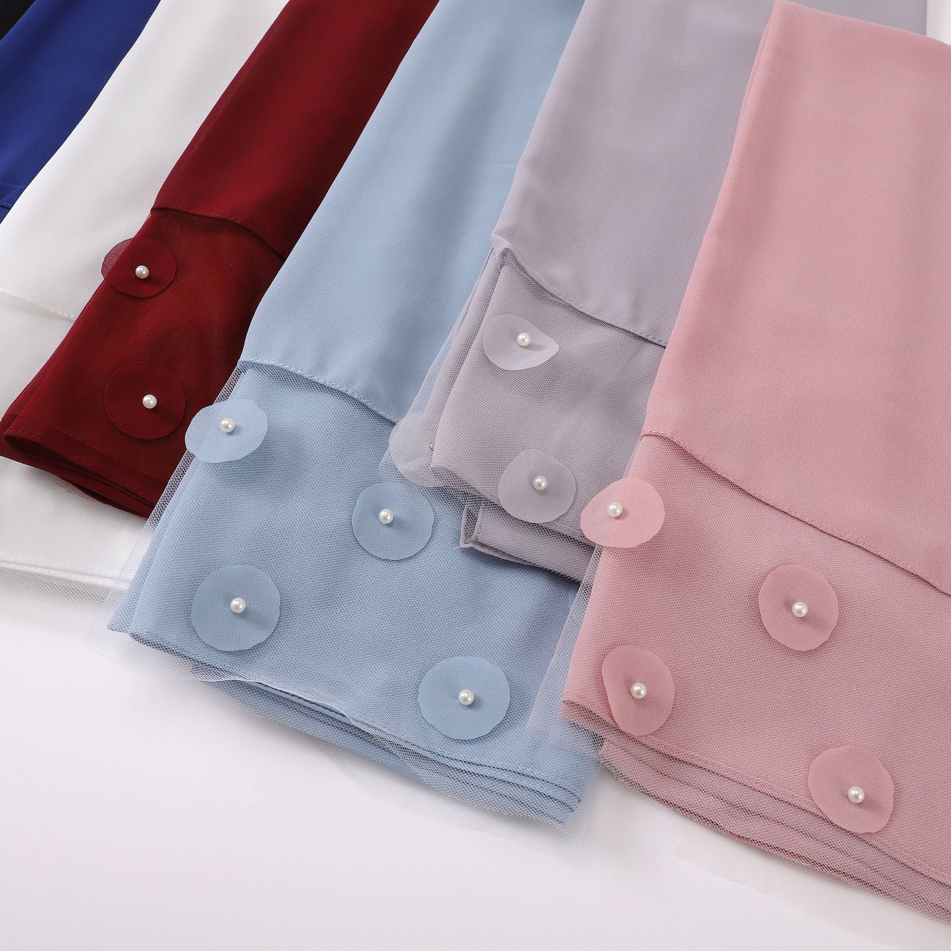 New pearl chiffon polka dot flower slice bead long scarf Middle East Africa Indonesia headscarf