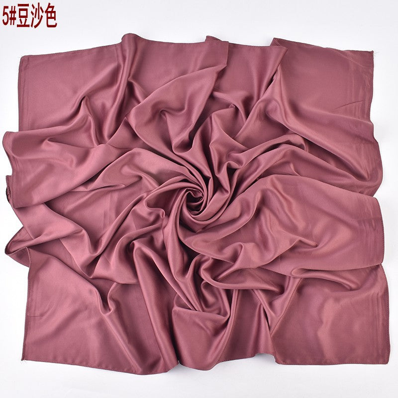 Autumn and winter new Malaysian imitation silk matte satin monochrome solid color 90 plain simple square towel batch