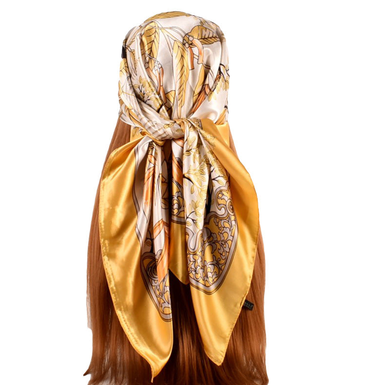 Autumn and winter new small fresh plants and flowers 90 square silk scarves for women