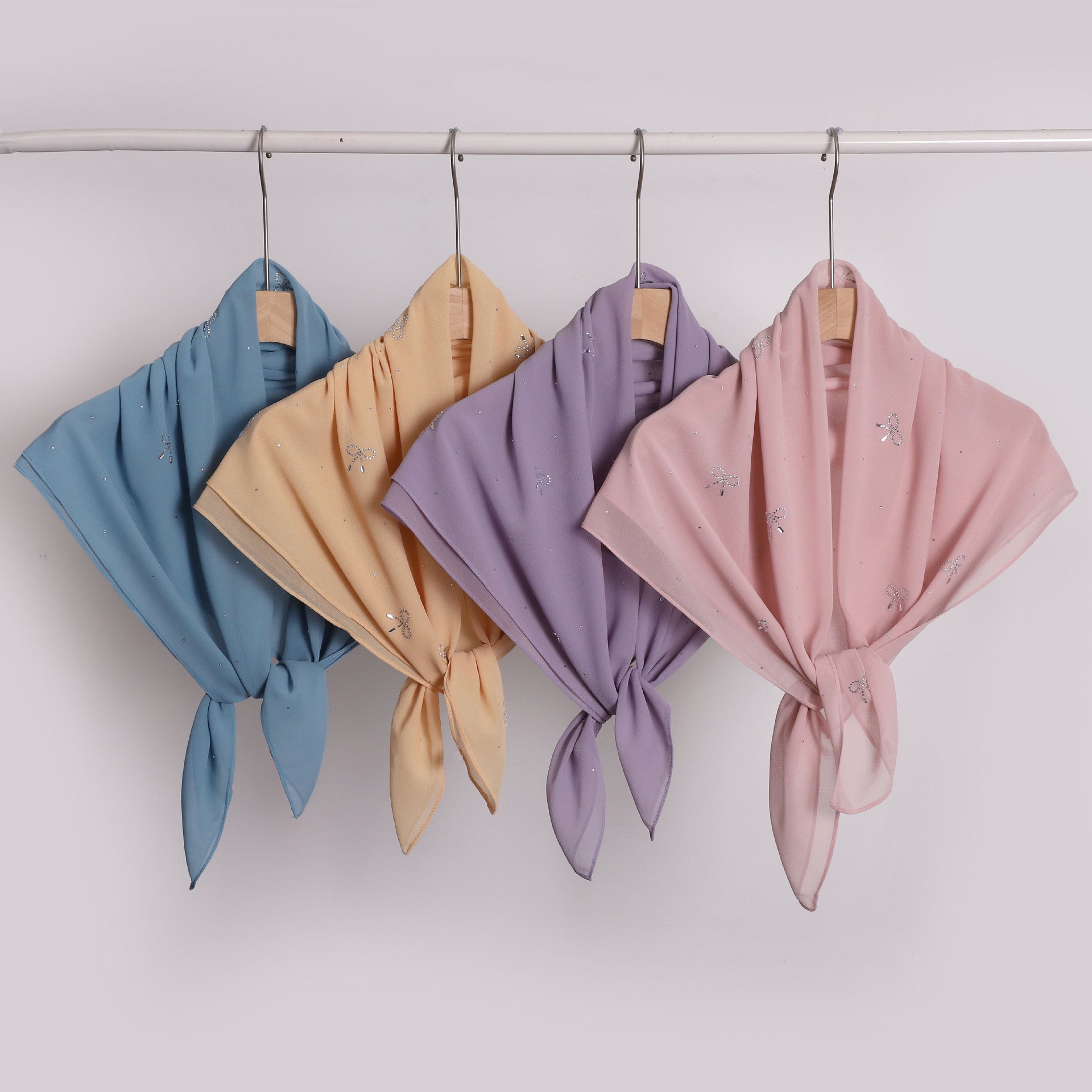 Simple solid color hot diamond pearl chiffon square scarf fashion scarf 90CM