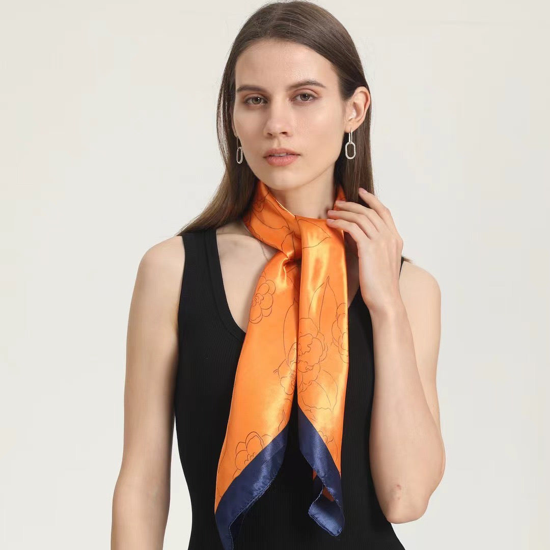 Indonesian, Malay women's head scarf, imitation silk and satin 90cm large square scarf, outer scarf