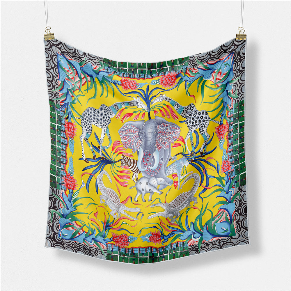 Fashion Thai elephant pattern, printed scarf, artificial silk twill silk 53cm small square scarf, women's scarf