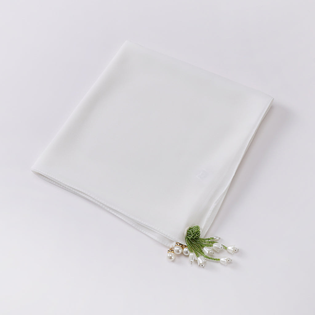 Tulip Rhinestone Pearl Chiffon Square Scarf 90 * 90cm Malaysia Headscarf