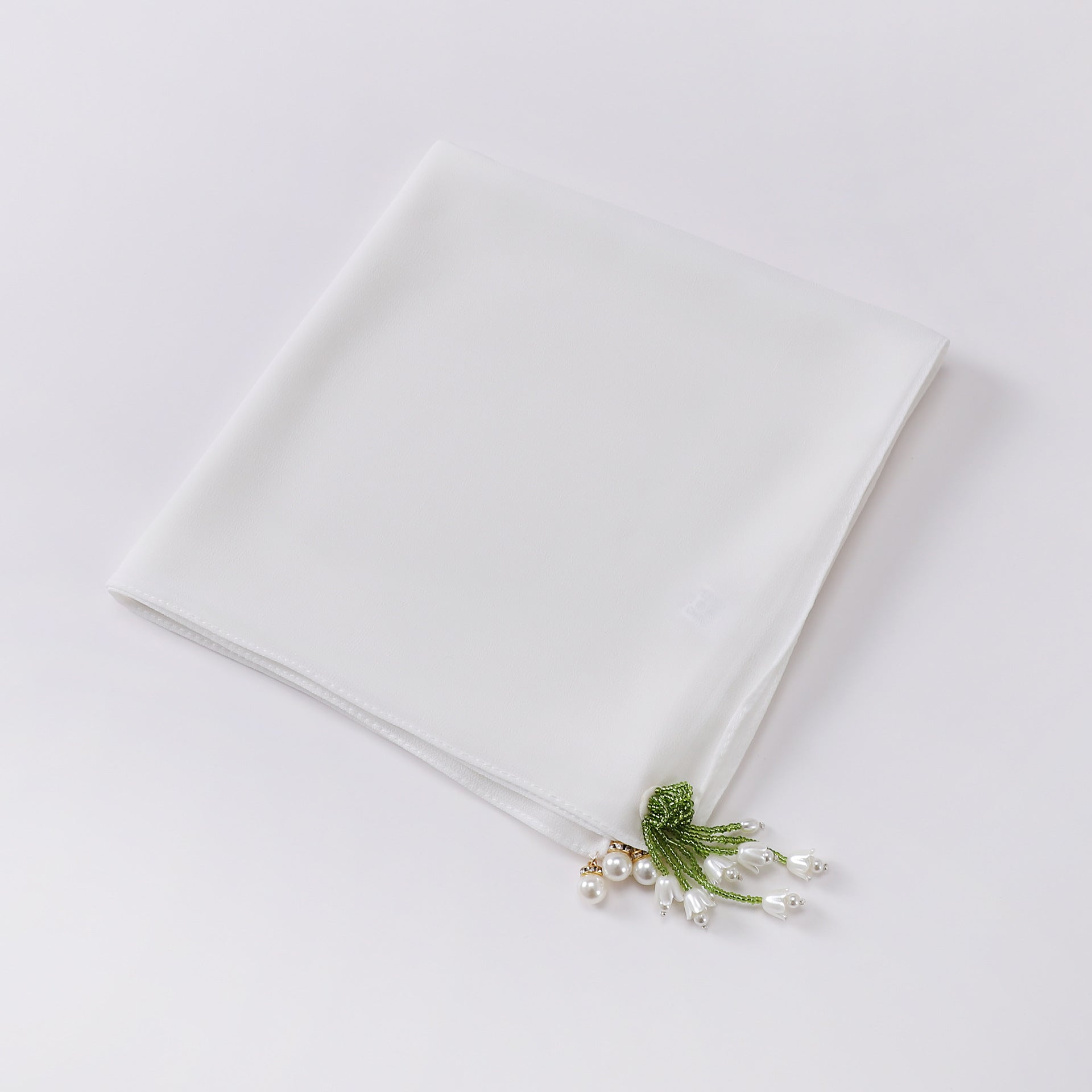 Tulip Rhinestone Pearl Chiffon Square Scarf 90 * 90cm Malaysia Headscarf