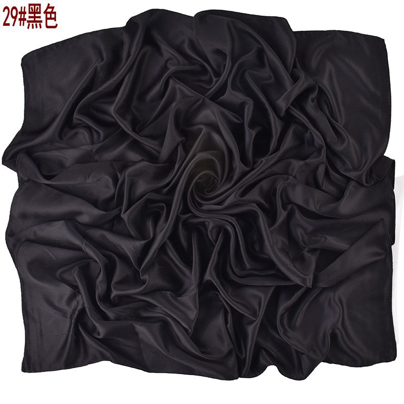 Autumn and winter new Malaysian imitation silk matte satin monochrome solid color 90 plain simple square towel batch
