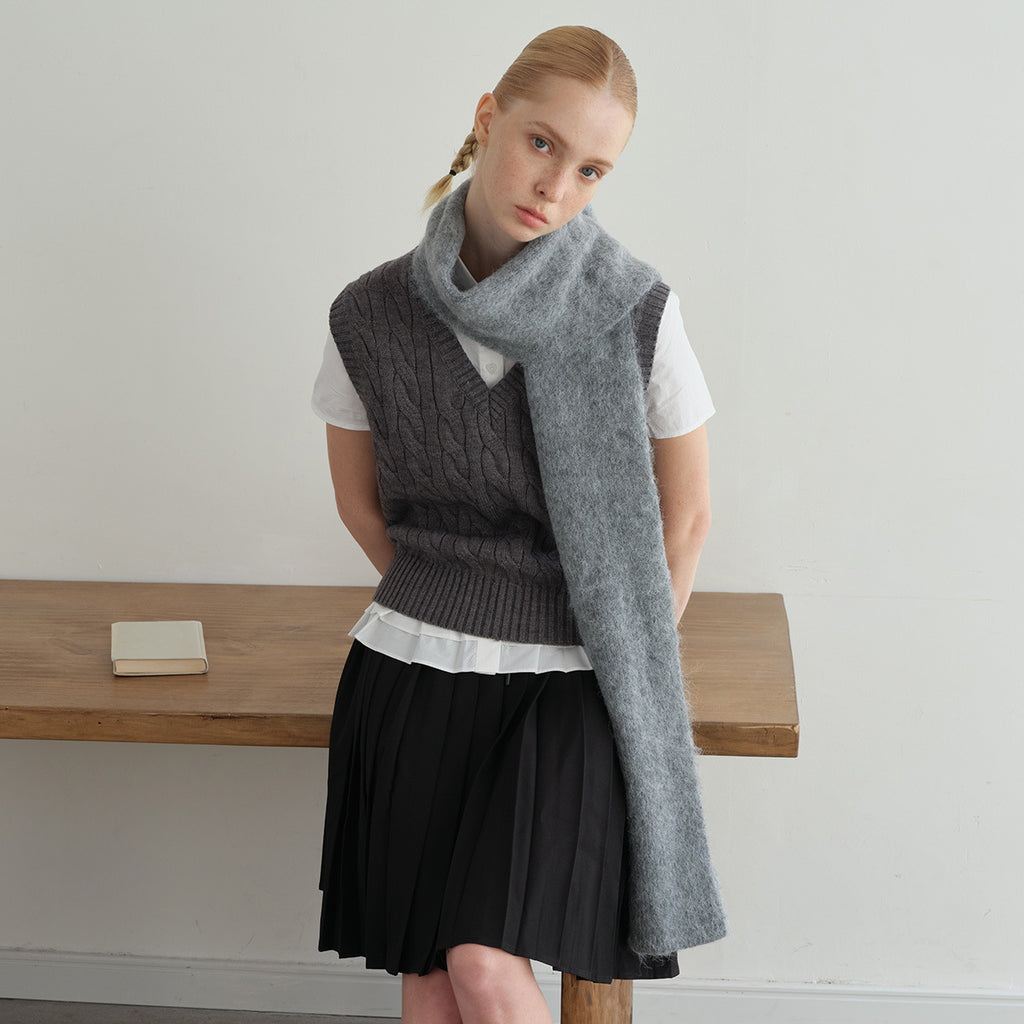 Z home 25 new alpaca wool blended brushed solid color atmosphere knitted scarf women's winter soft scarf