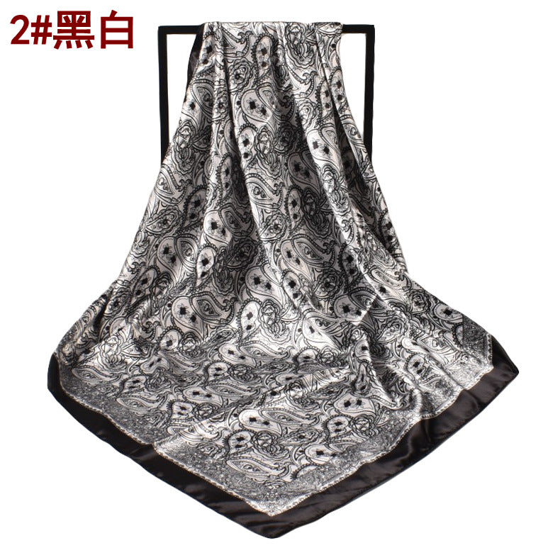 Spring new 90cm-satin small cashew square silk scarf, European and American fashion paisley scarft retro