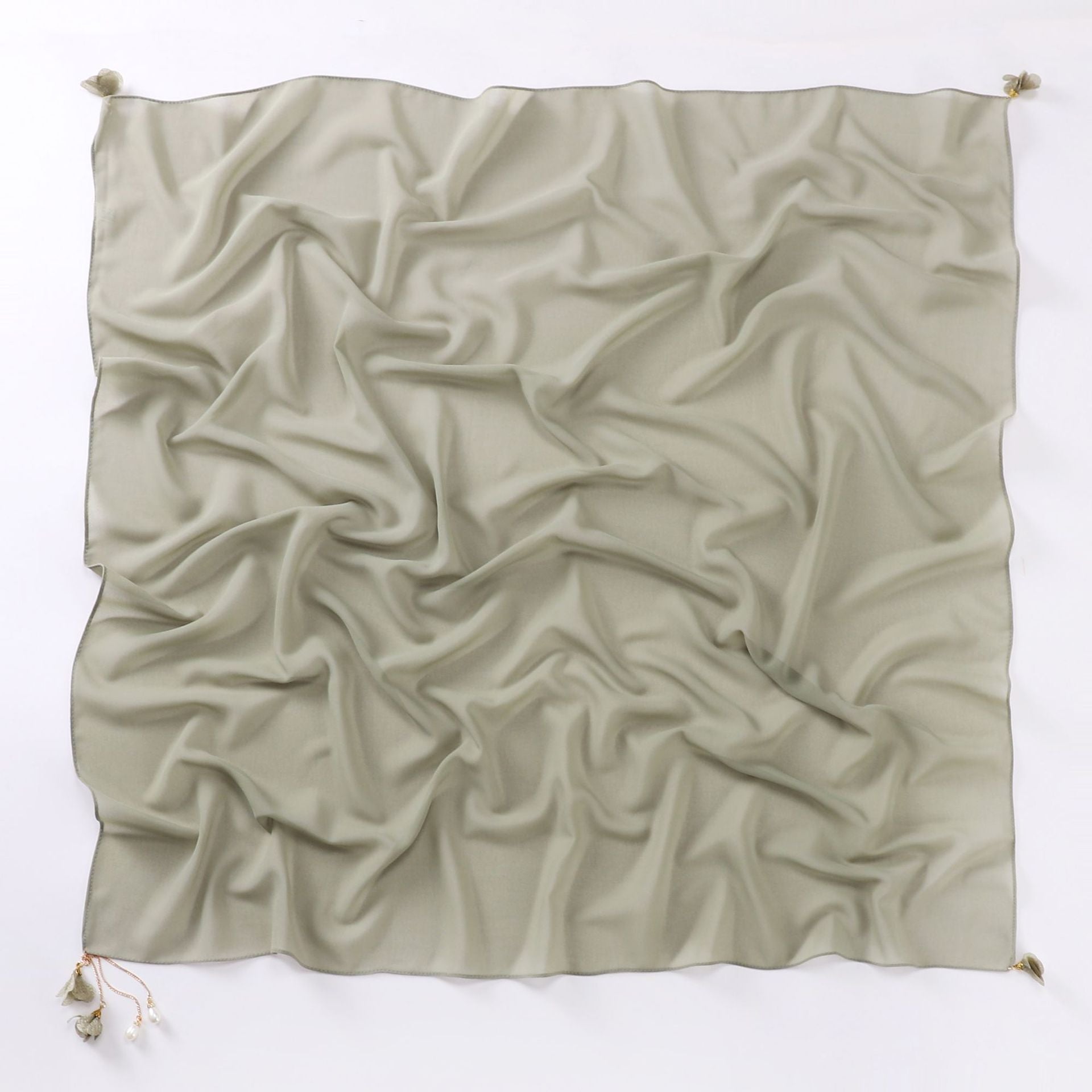 Pearl flower pendant pearl chiffon square scarf 90 * 90cm headscarf