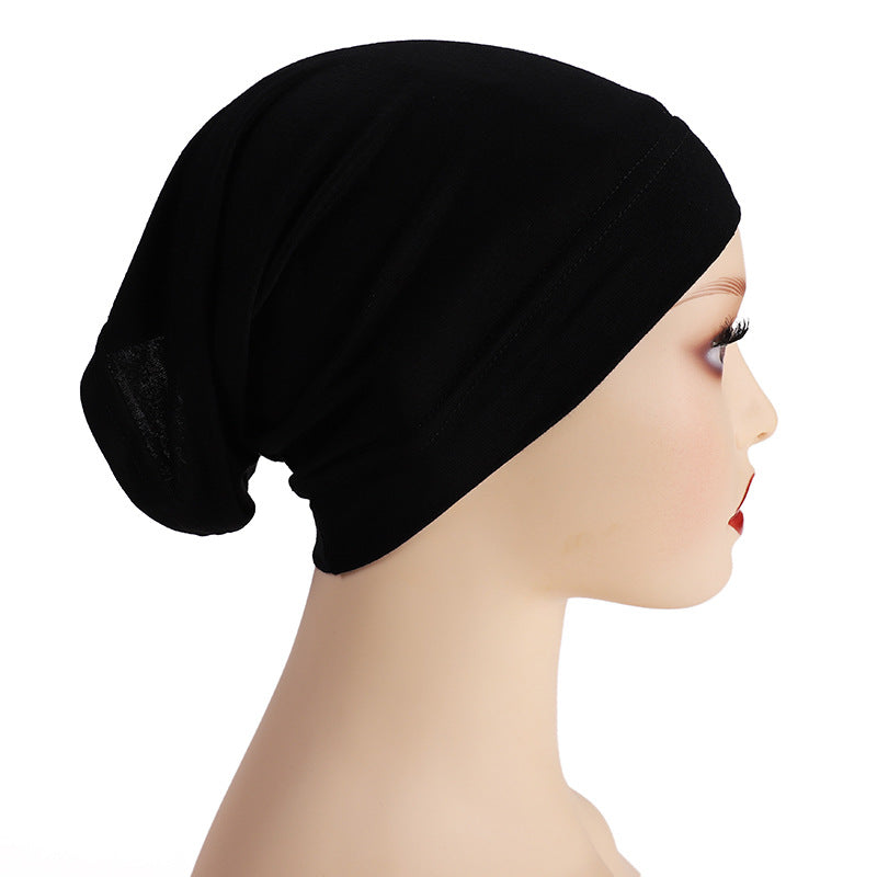 Modal monochrome tube hat bottoming cap, high elastic mercerized cotton women's Arabian scarf cap