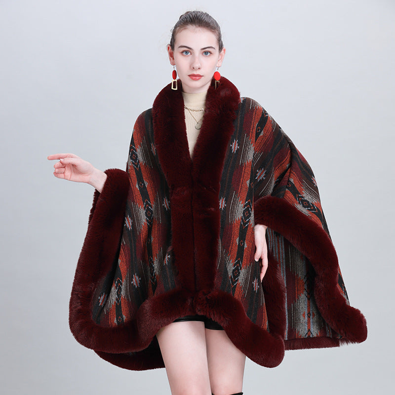 European and Korean autumn and winter new scarf shawl fashion fur collar jacquard cape shawl 0984 #