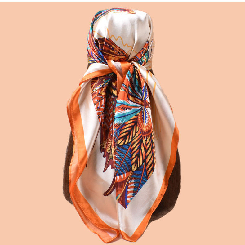 2025 new 90-color simple and elegant butterfly printing square scarf with sunscreen, silk scarf decoration, scarf