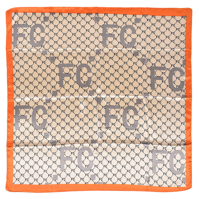 New fashionable rhombus letter pattern printing 90-satin large square towel, headscarf