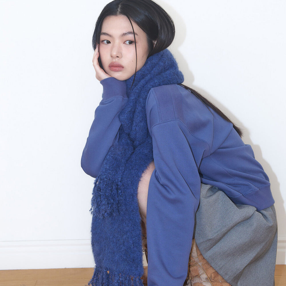 Korean designer wool blended beard solid color knitted scarf women's winter Korean atmosphere wool scarf