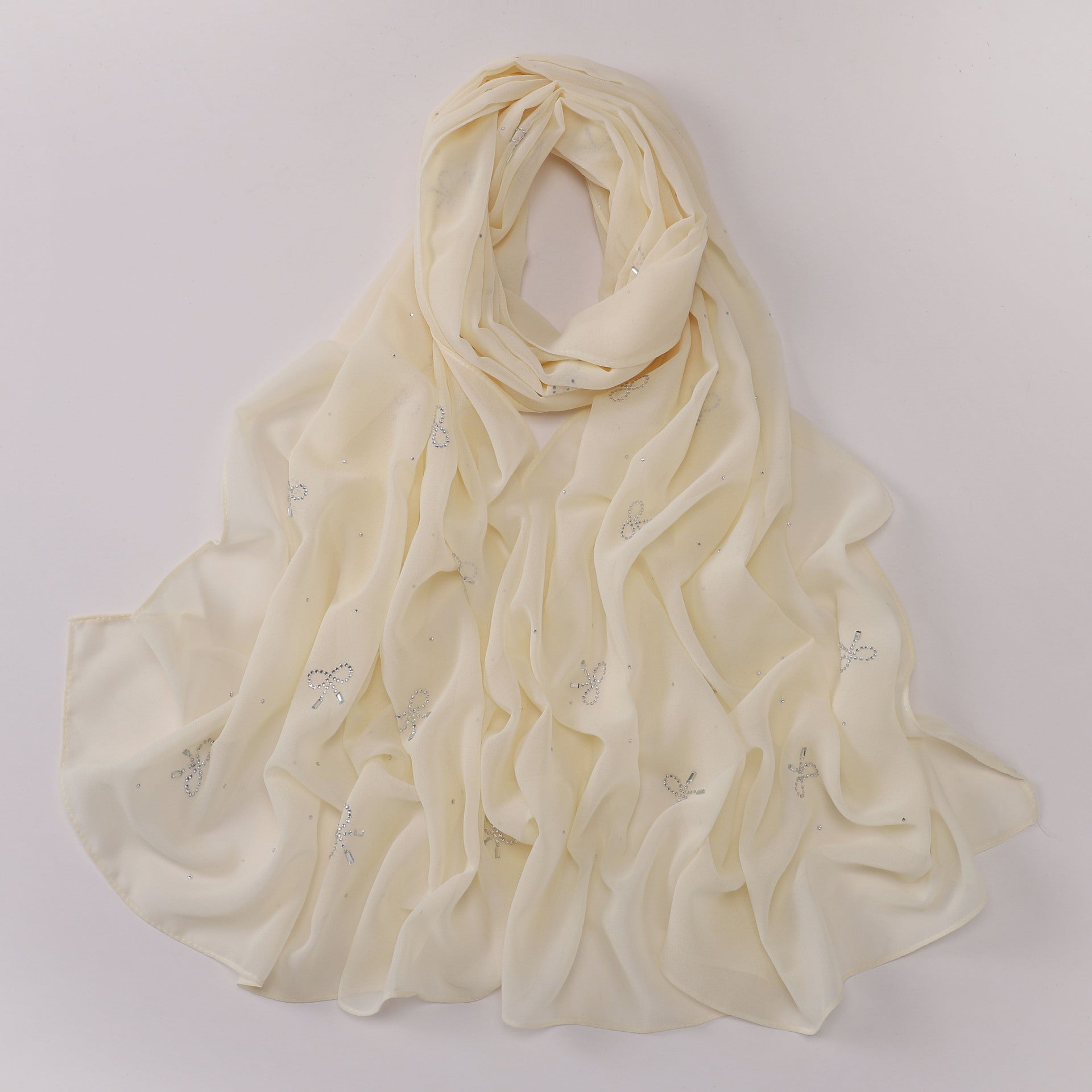New Pearl Chiffon Muslim Hot Diamond Long Middle East Headscarf