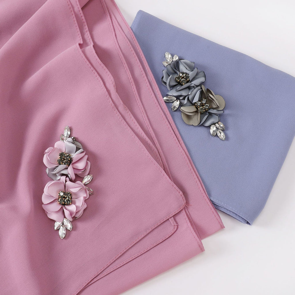 New pearl chiffon flower headscarf hijab Malaysia Hijab Shawls