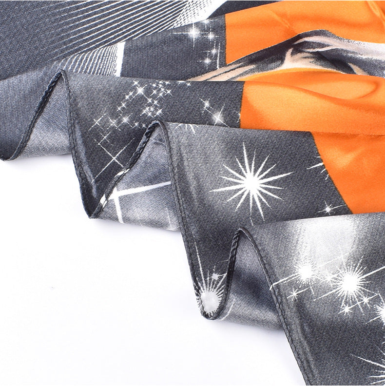 New fashionable versatile flying horse pattern printing high-quality 90 * 90 satin square towel