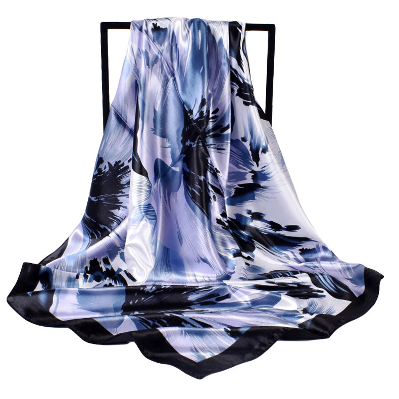 Fashion autumn and winter new 90-color diced imitation silk feather square silk scarf, scarf