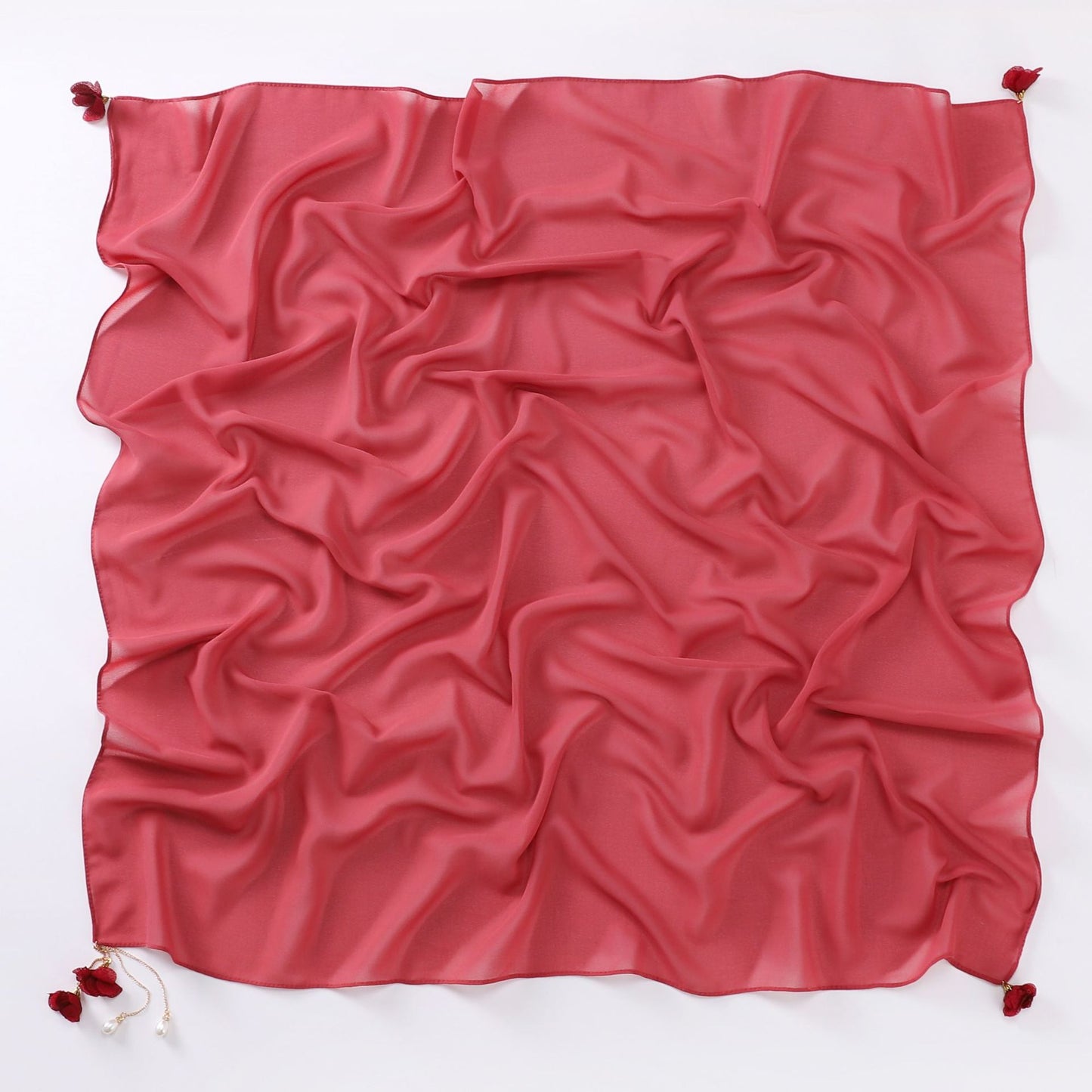 Pearl flower pendant pearl chiffon square scarf 90 * 90cm headscarf