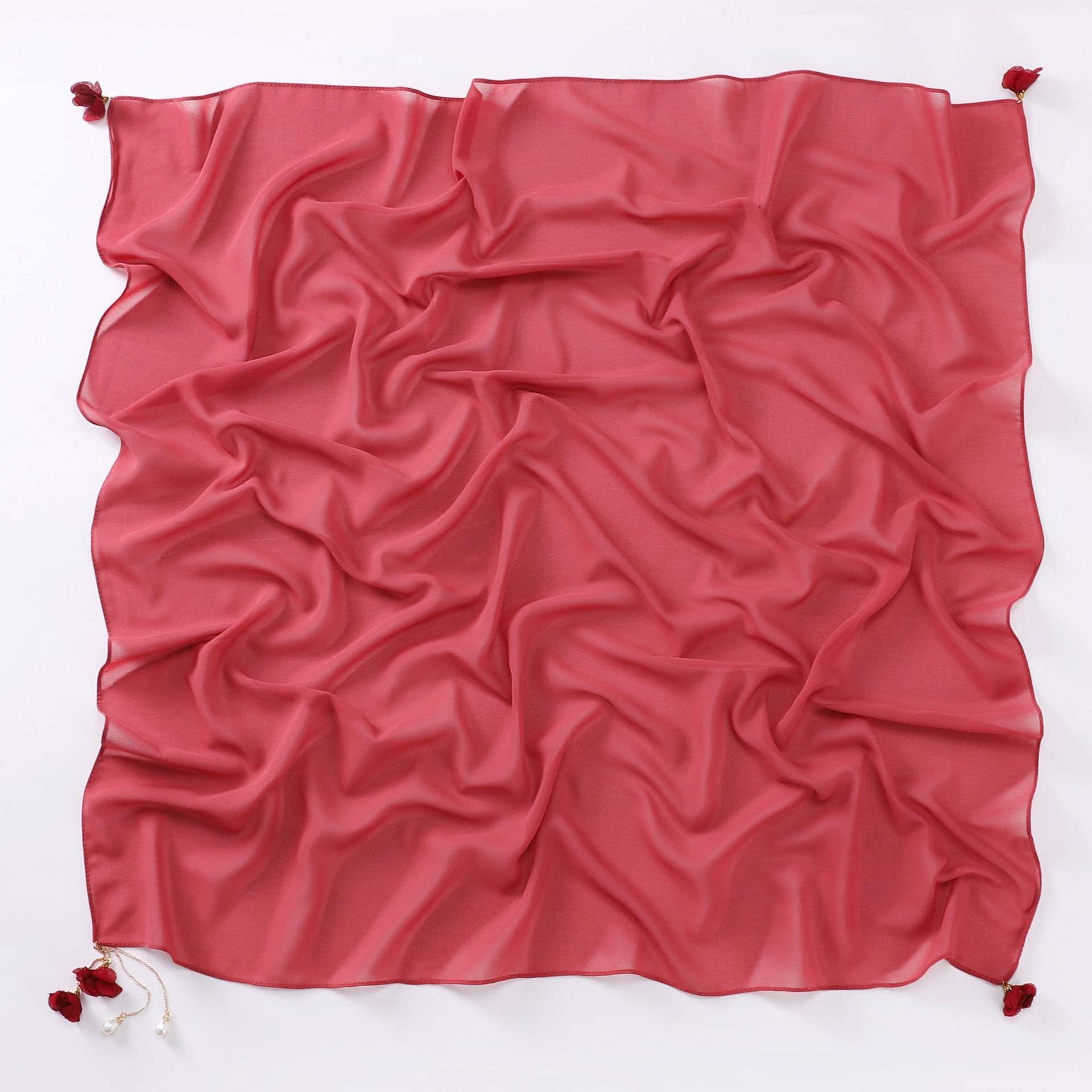 Pearl flower pendant pearl chiffon square scarf 90 * 90cm headscarf