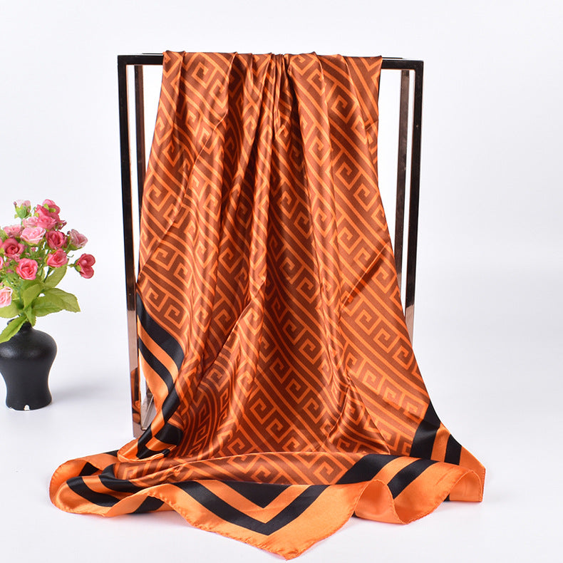 New fashion retro printing 90 * 90 satin large square scarf silk scarf, cross