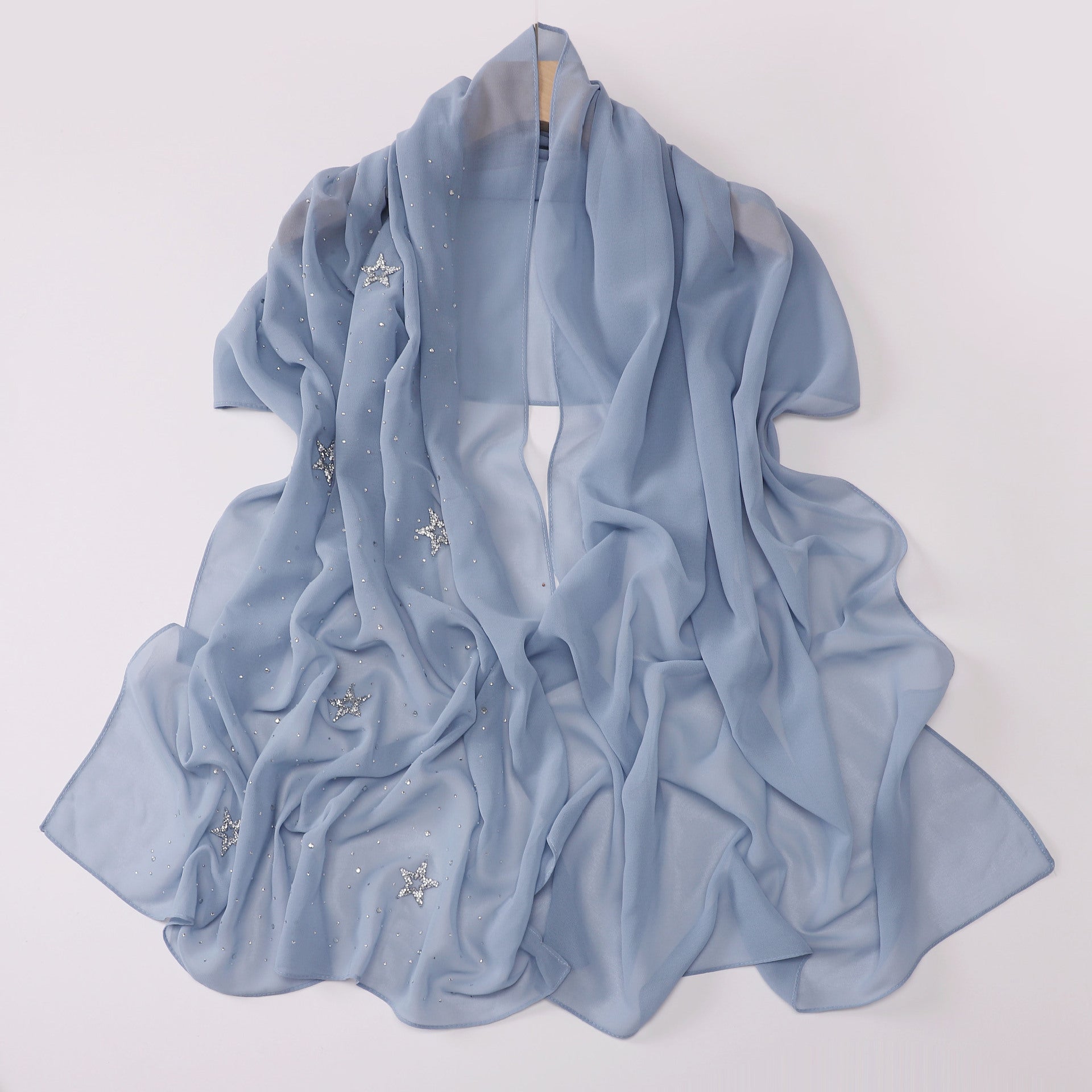 New chiffon half-width Gypsy star pentagram hot diamond long scarf, yarn scarf, Middle East Malay headscarf