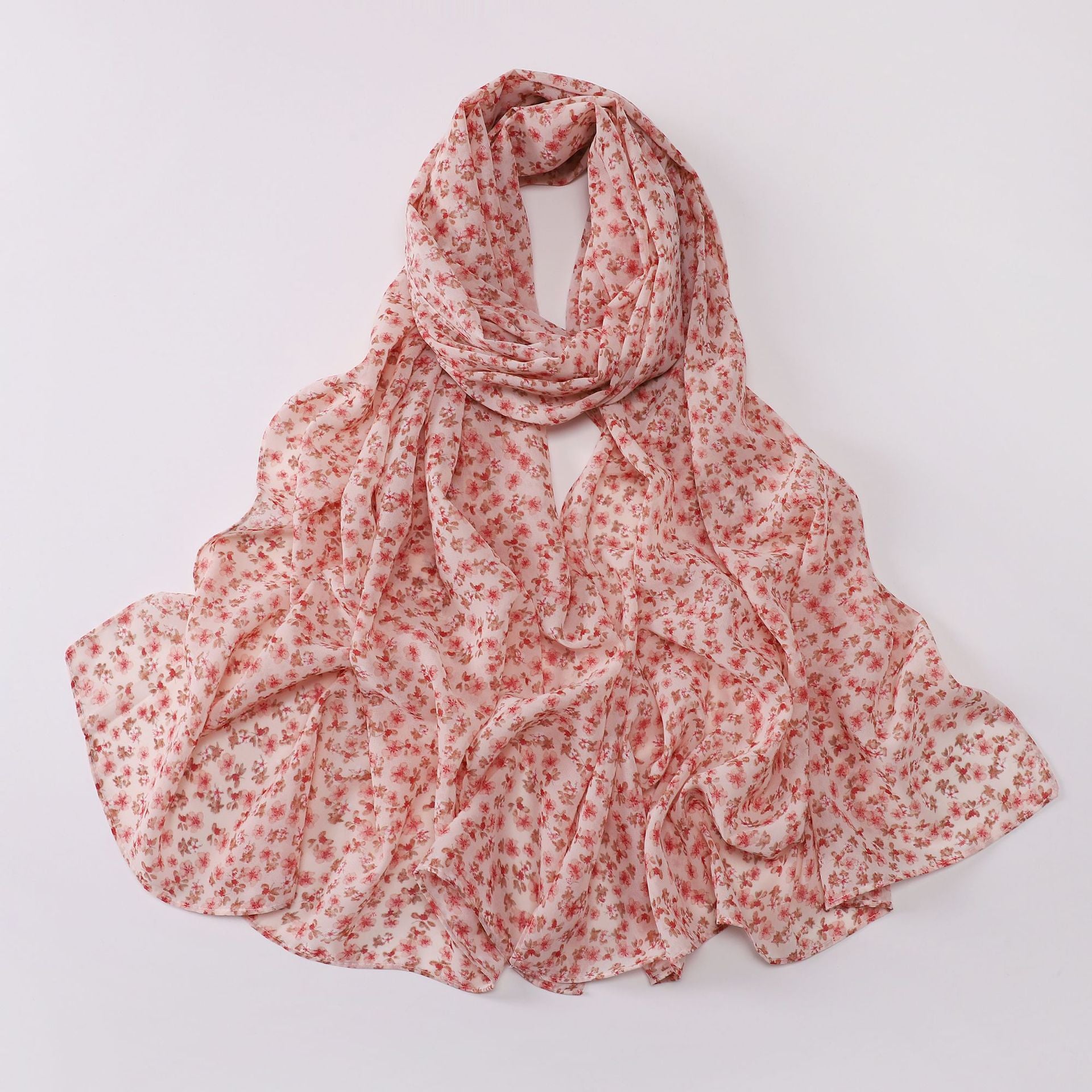 Spring pearl chiffon print floral scarf middle east headscarf yarn oil painting style hijab
