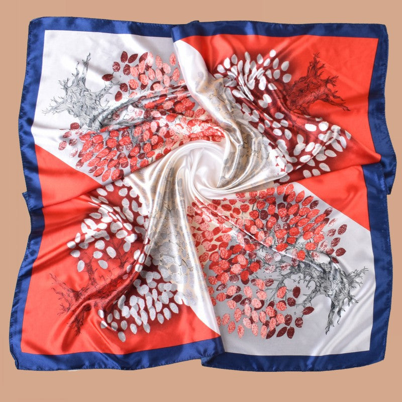 New fashionable retro multicolored leaf print 90-color diced large square scarf silk scarf headscarf