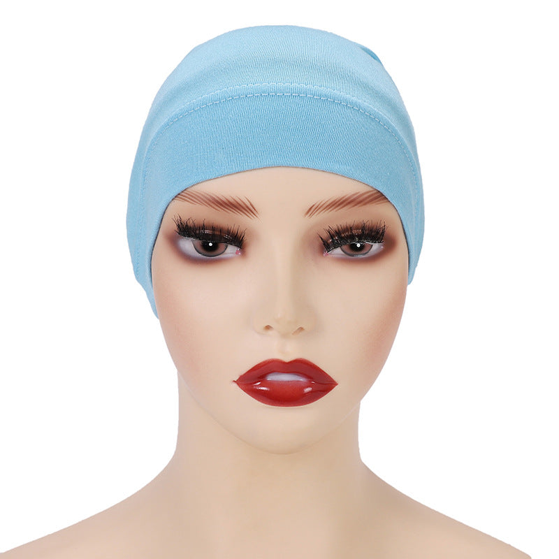 Modal monochrome tube hat bottoming cap, high elastic mercerized cotton women's Arabian scarf cap