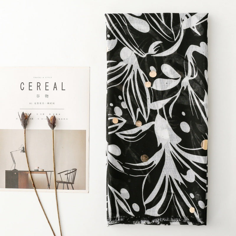 Ethnic Viscose cotton and linen feel scarf Ladies shawl women