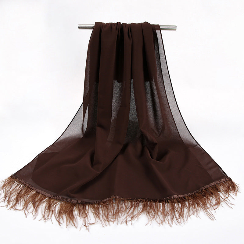 New pearl chiffon scarf feather  Middle East African headscarf hijab