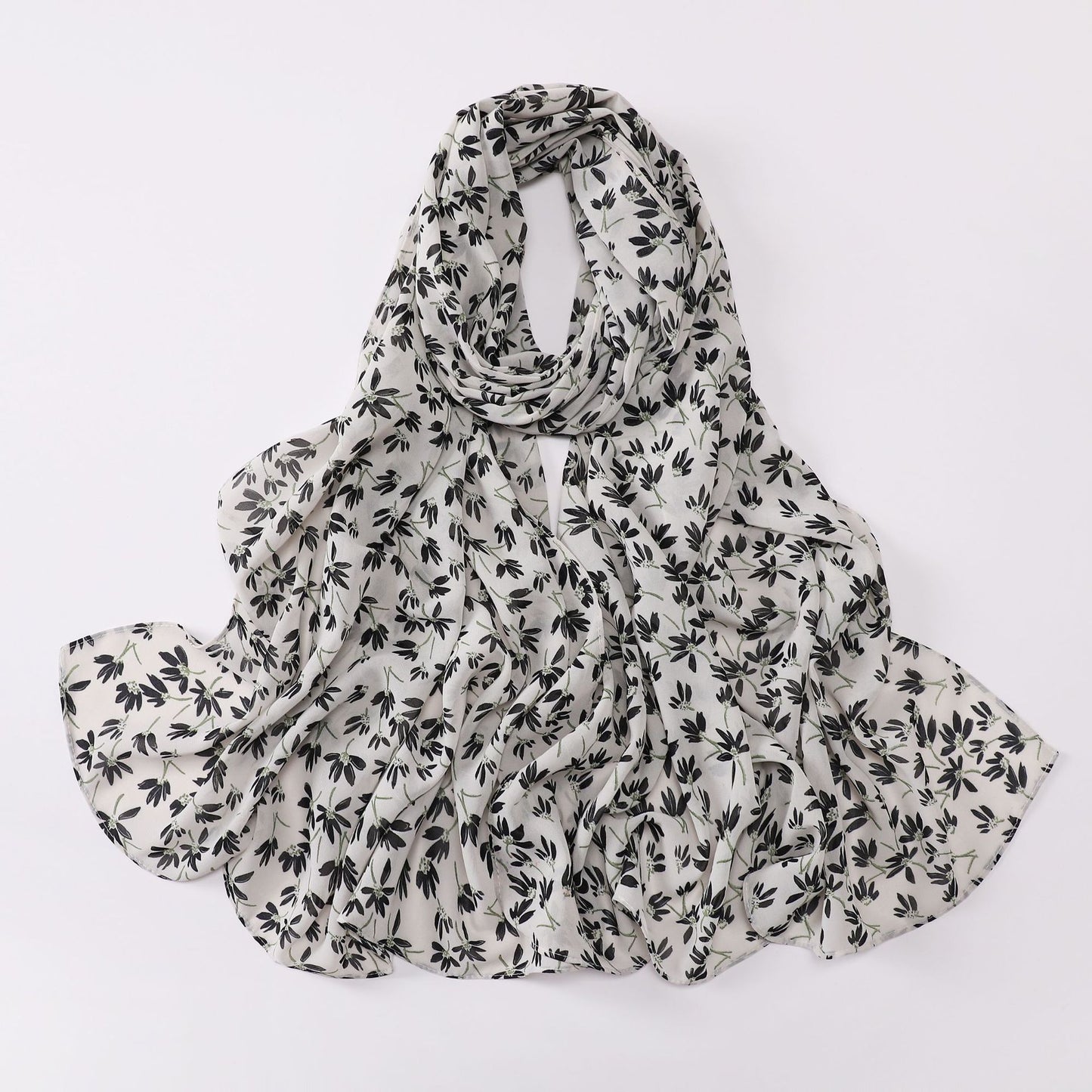 Spring pearl chiffon print floral scarf middle east headscarf yarn oil painting style hijab