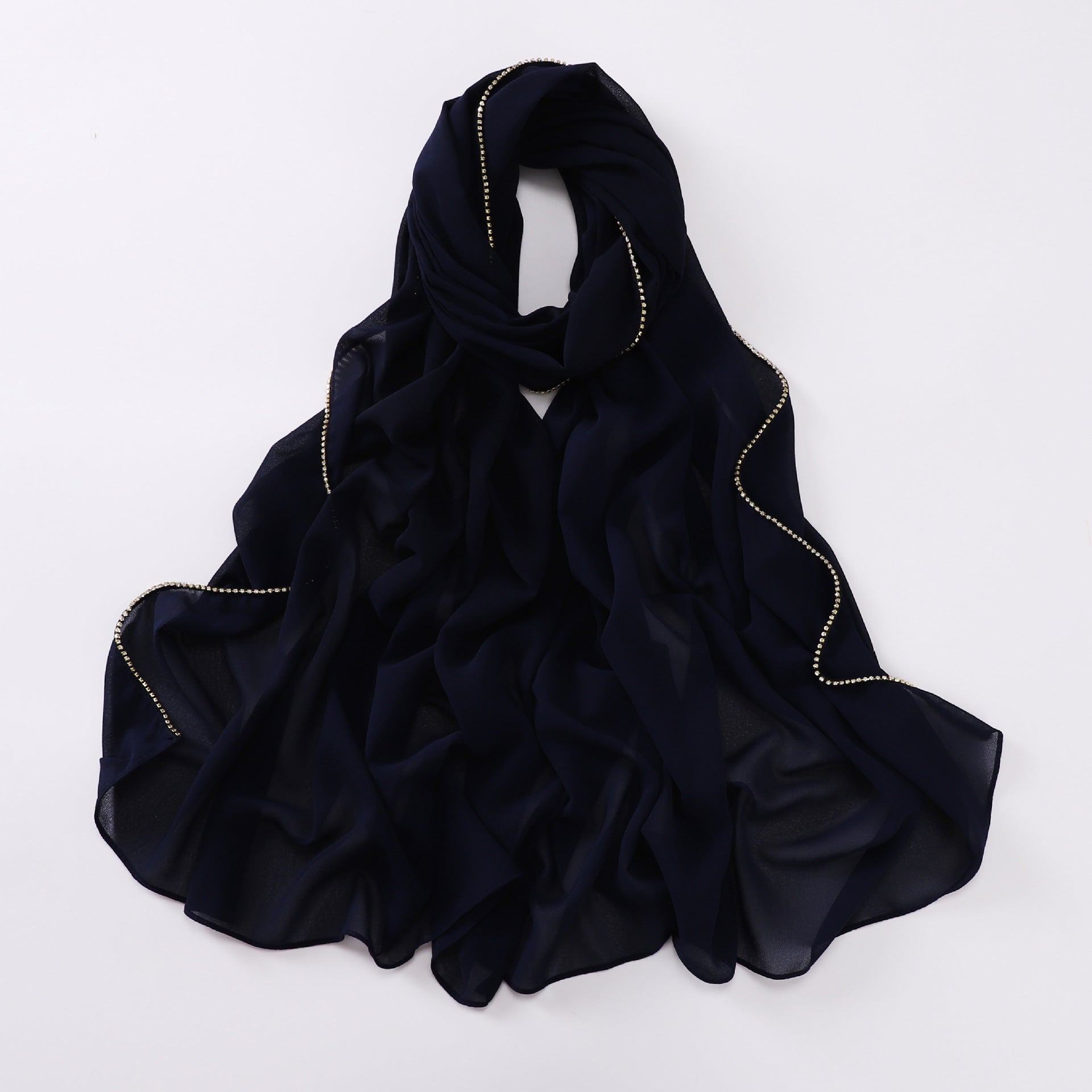 New Pearl Chiffon High Quality Diamond Claw Chain Scarf Yarn Middle East Africa Headscarf