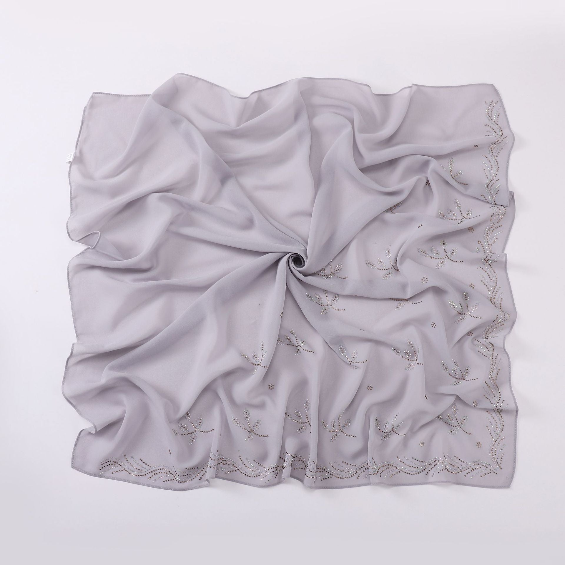 New Pearl Chiffon Leaf Hot Diamond Square Scarf 90 × 90cm Women Headscarf