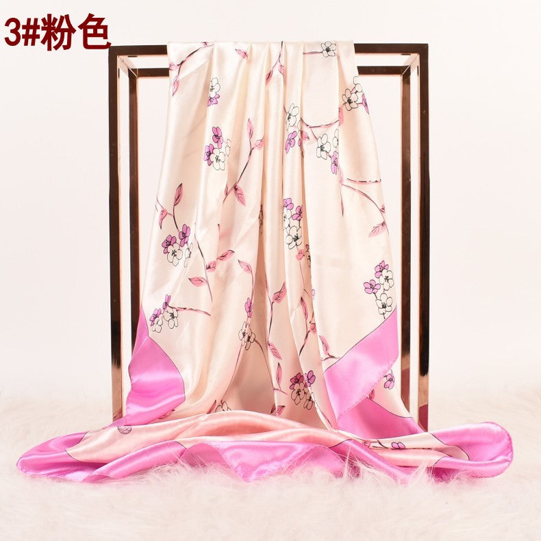 Summer new fashion small fresh plum blossom 90 square scarves women, printed fashion large silk scarves, scarves silk scarves