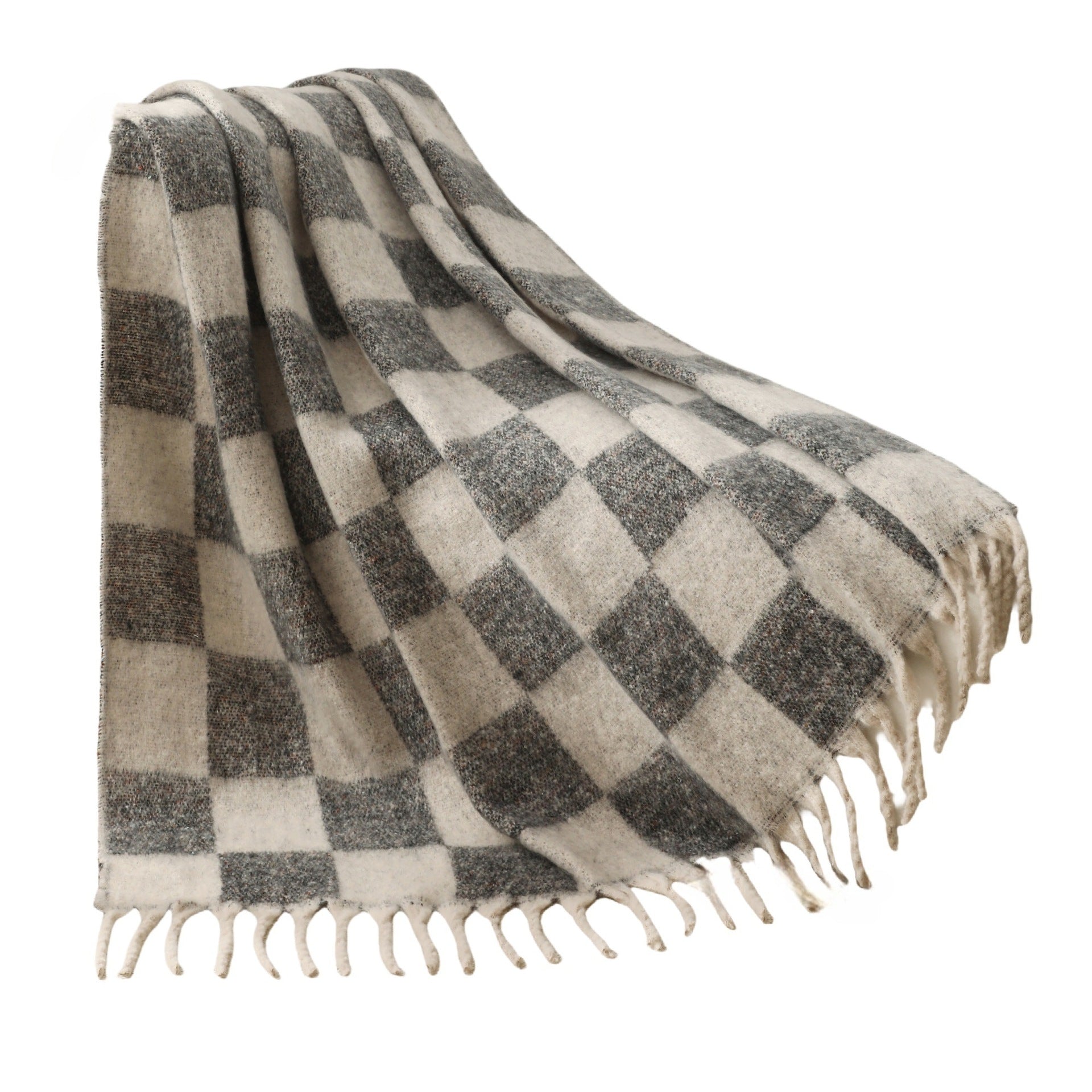 Blanket new European, American autumn and winter imitation mohair thickened checkered large shawl jacquard blanket