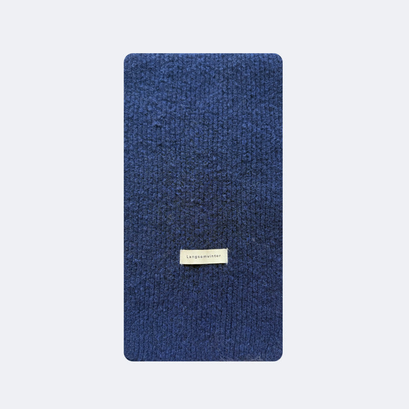 Wool blended solid color classic drawstring knitted scarf women's winter soft waxy Korean atmosphere wool scarf