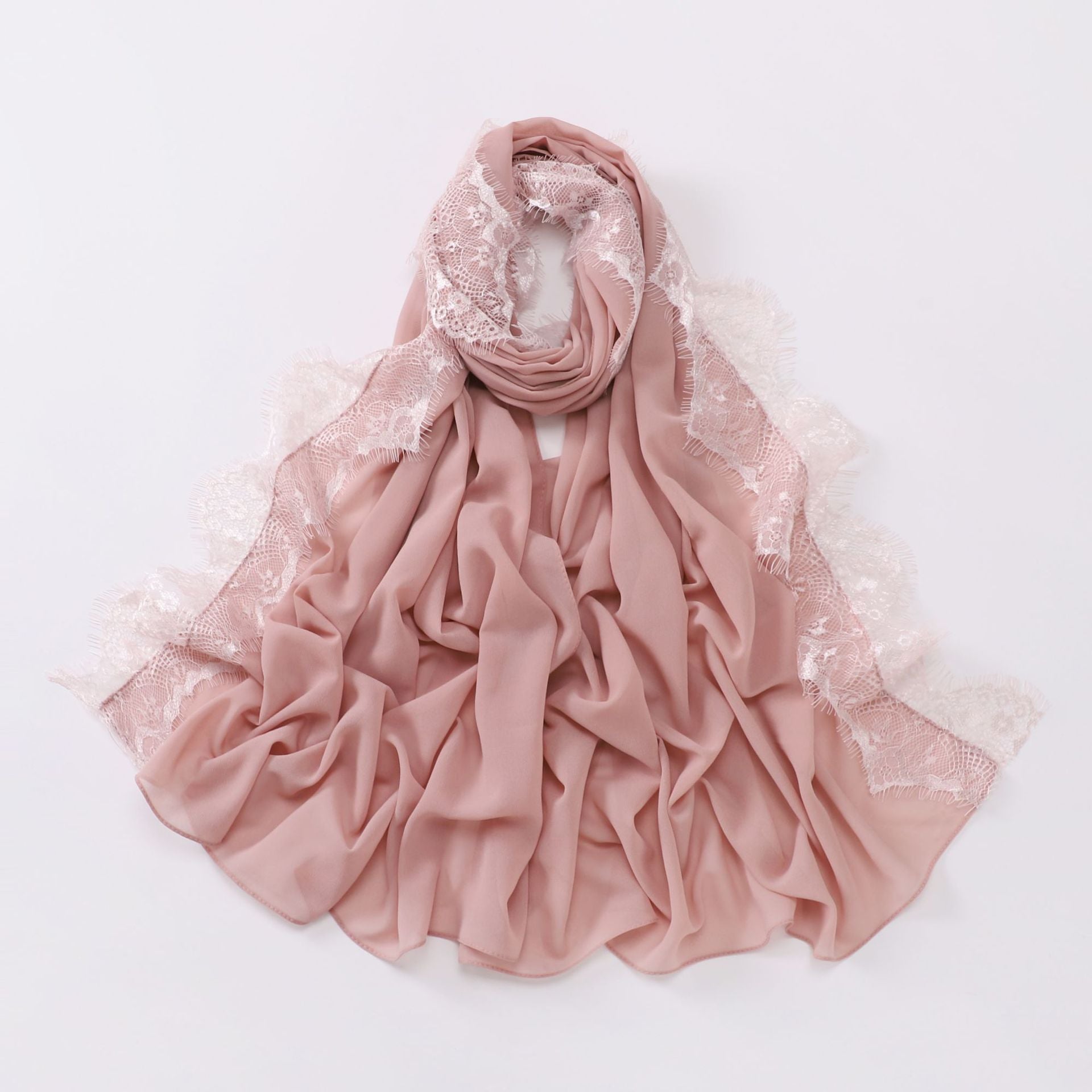 New chiffon eyelashes lace edge scarf gauze middle eastern headscarf hijab