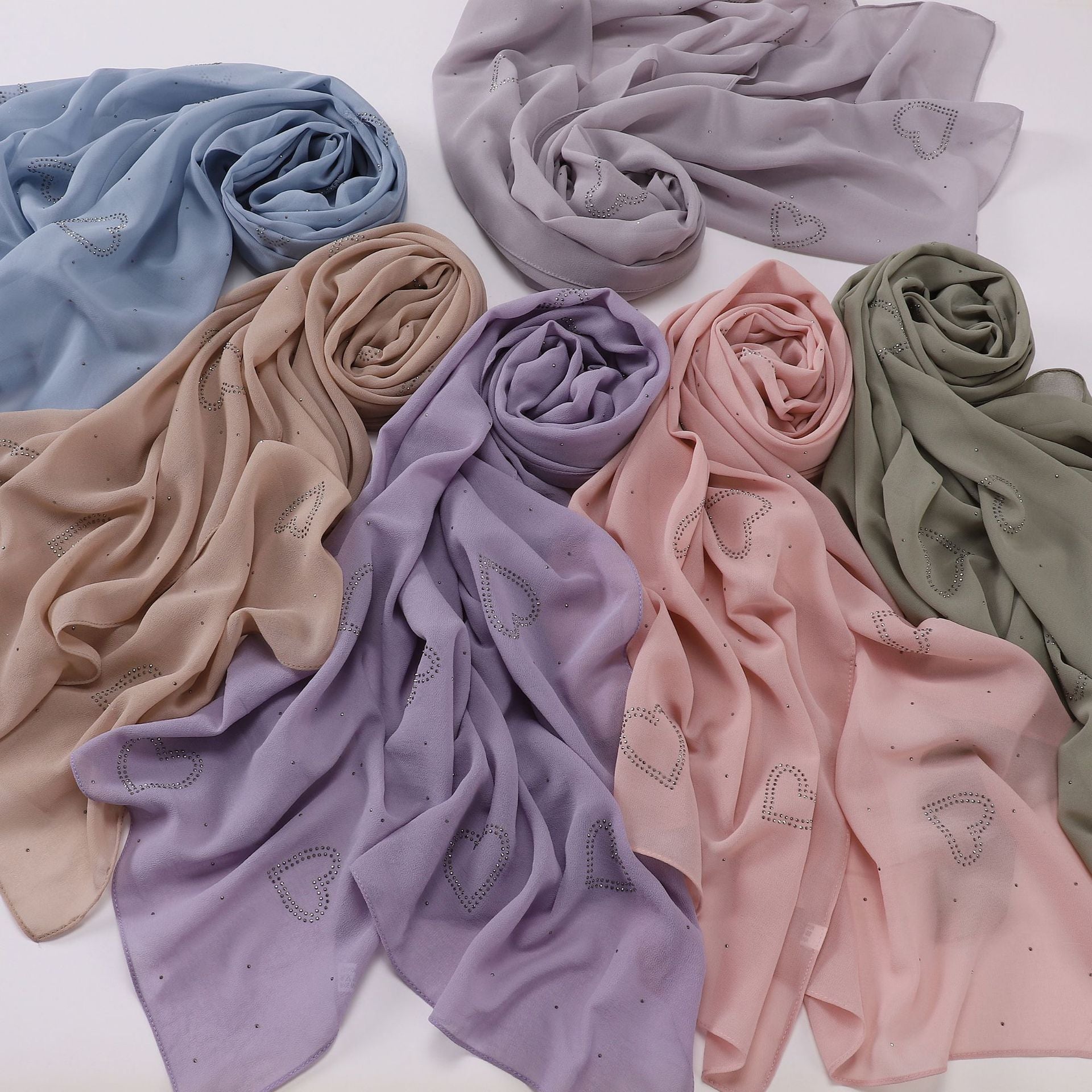 New chiffon high quality love star hot diamond Hijab South East Asia headscarf