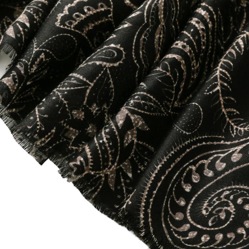 Retro ethnic style cotton and linen feel scarf positioning cashew flower silk scarf thick shawl ladies