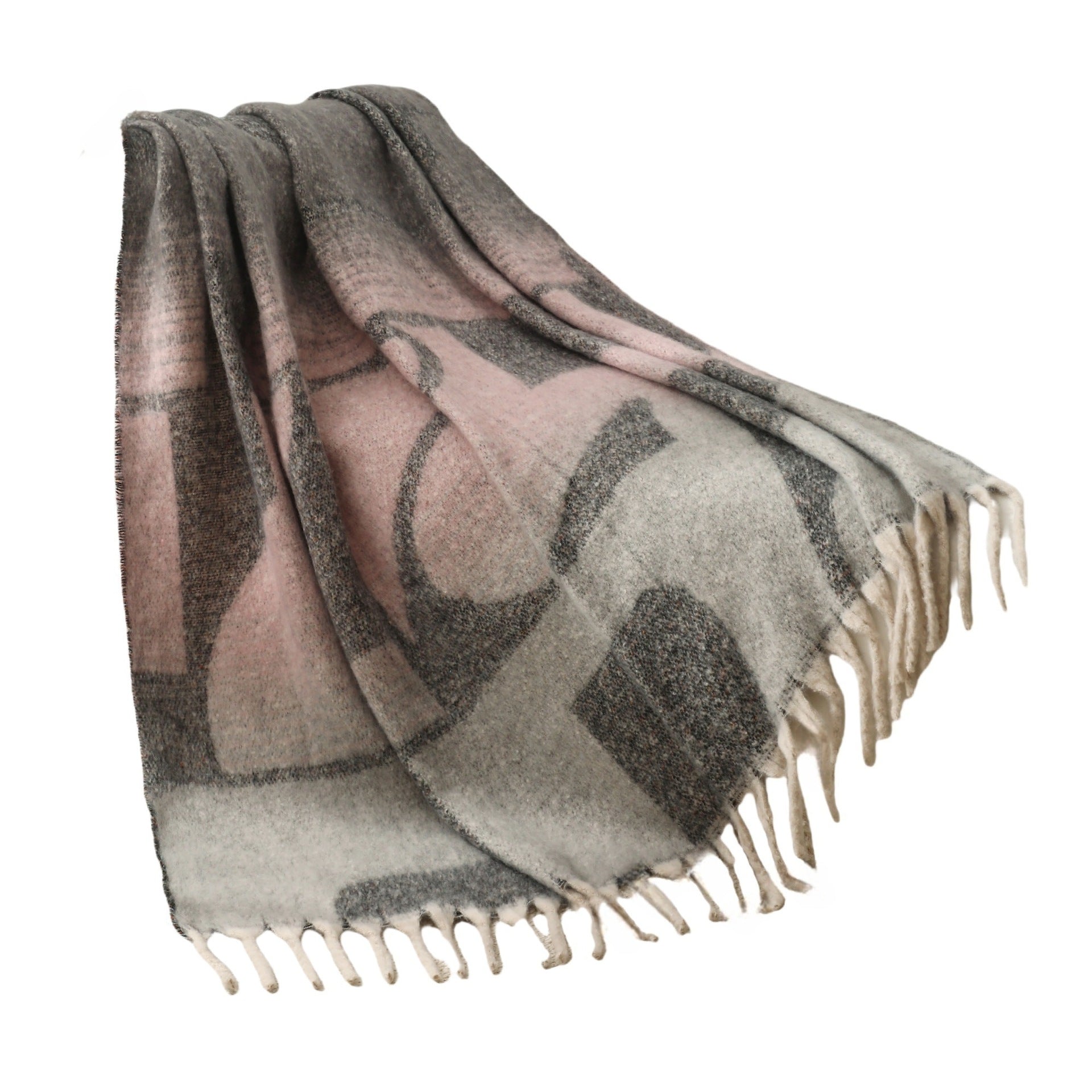 Blanket new European and American autumn and winter imitation mohair thickened geometric large shawl jacquard blanket