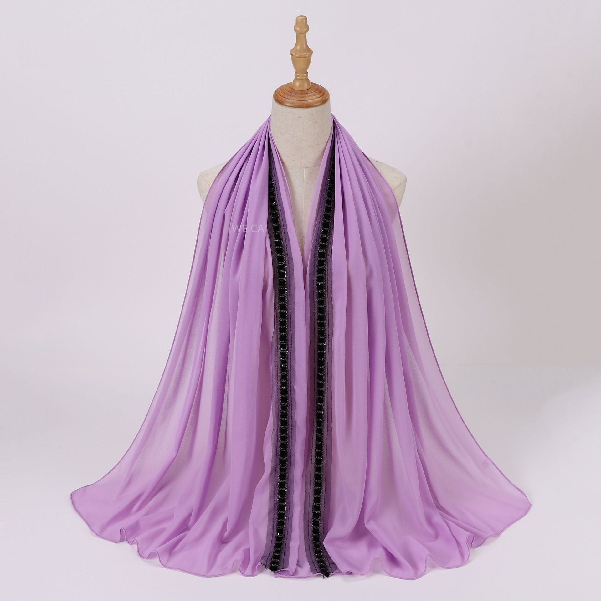 New solid color pearl chiffon chain lace jewelry  scarf headscarf bubble scarf Middle East Malay headscarf