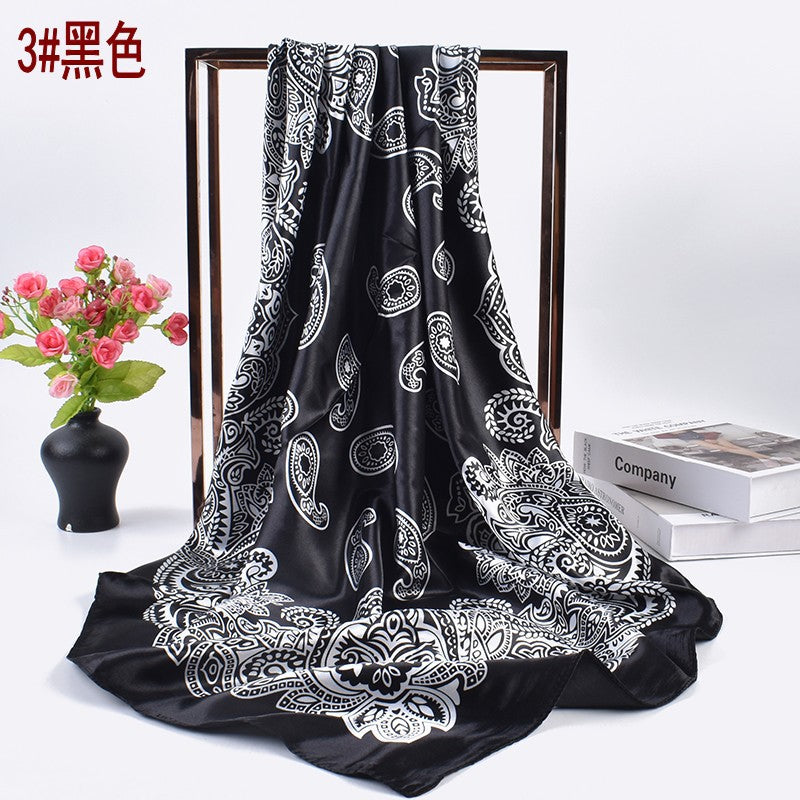 New European style fashion cashew flower pattern 90 satin large square scarf headscarf scarf