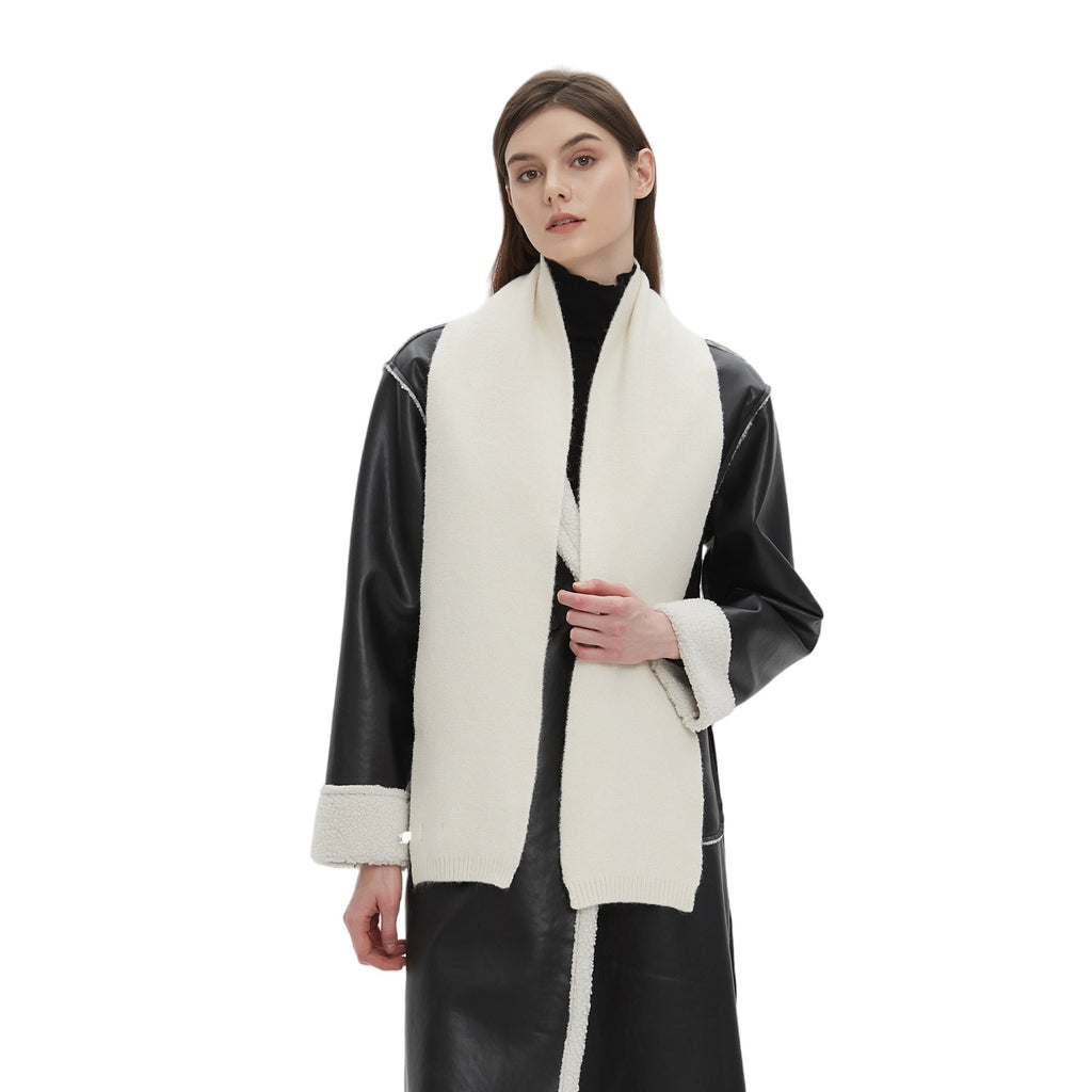 2025 autumn and winter new high-end quality Korean men and women couple solid color knitted scarf