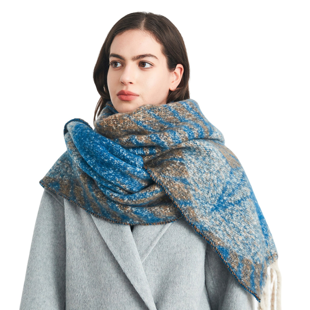 2025 new European, American autumn and winter circle yarn jacquard star fringed scarf