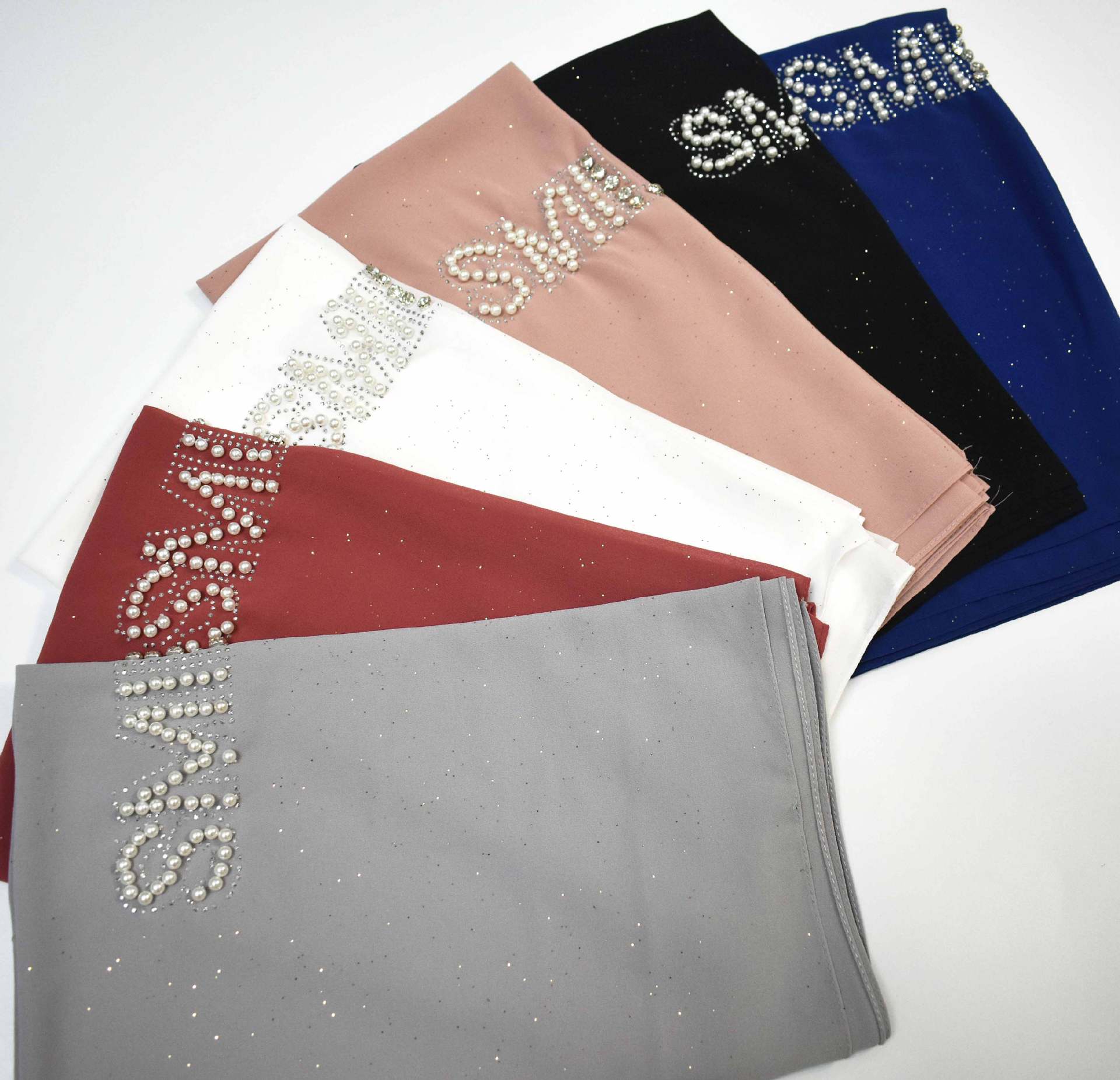Can sprinkle gold pearl chiffon scarf hot diamond bead fixed diamond hijab