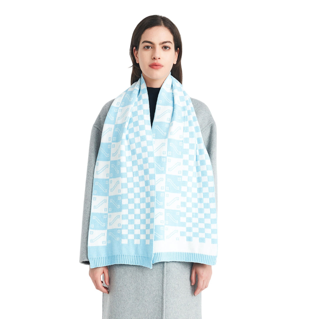 New autumn and winter wool scarf Korean version of male and female student couple acrylic knitted plaid scarf